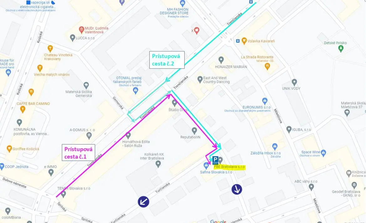 Informácia o jednosmerných uliciach